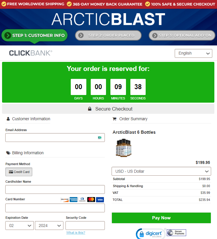 Arctic Blast checkout
